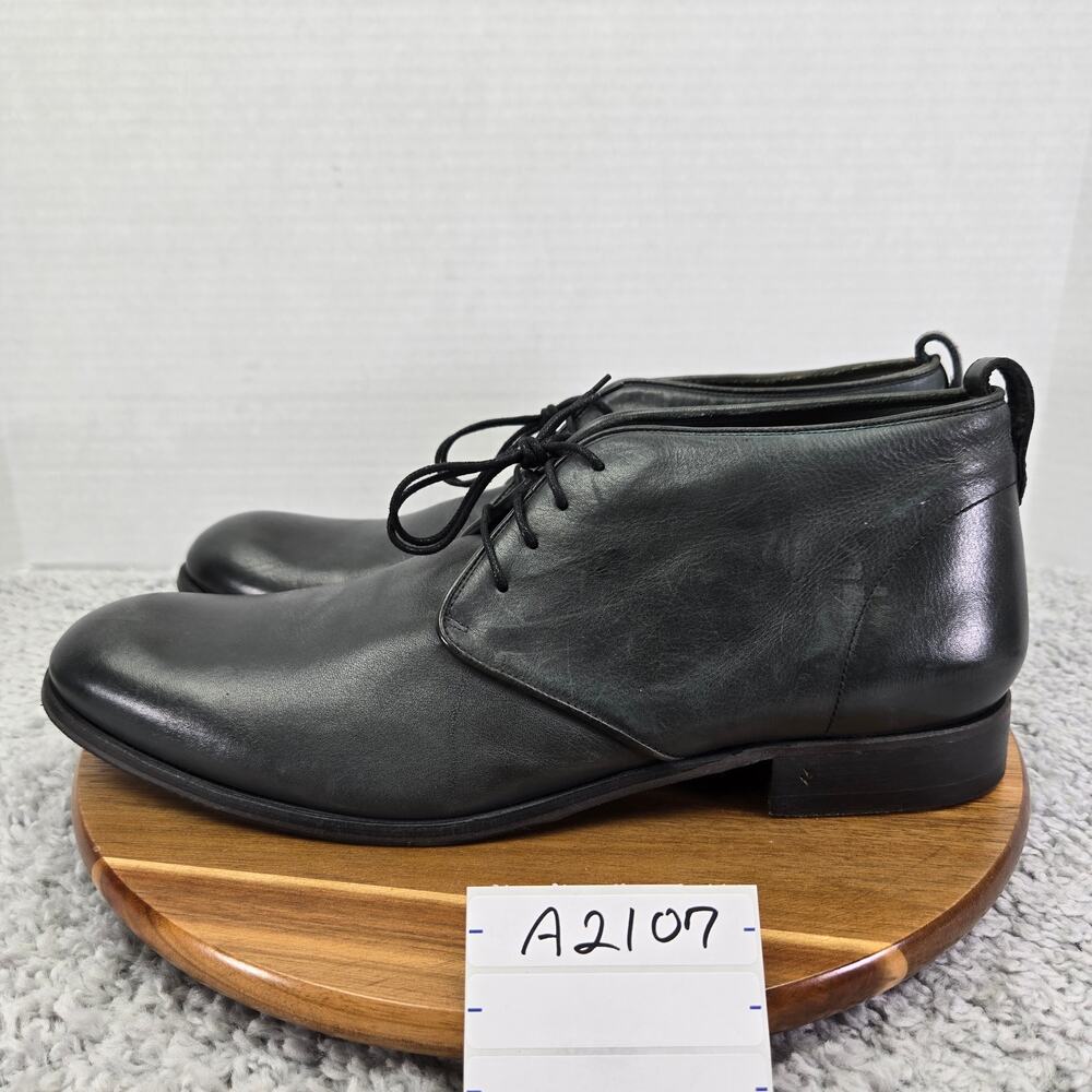 John Varvatos Mens 13 Gray Leather Casual Daily Handmade in Italy Chukka Boots